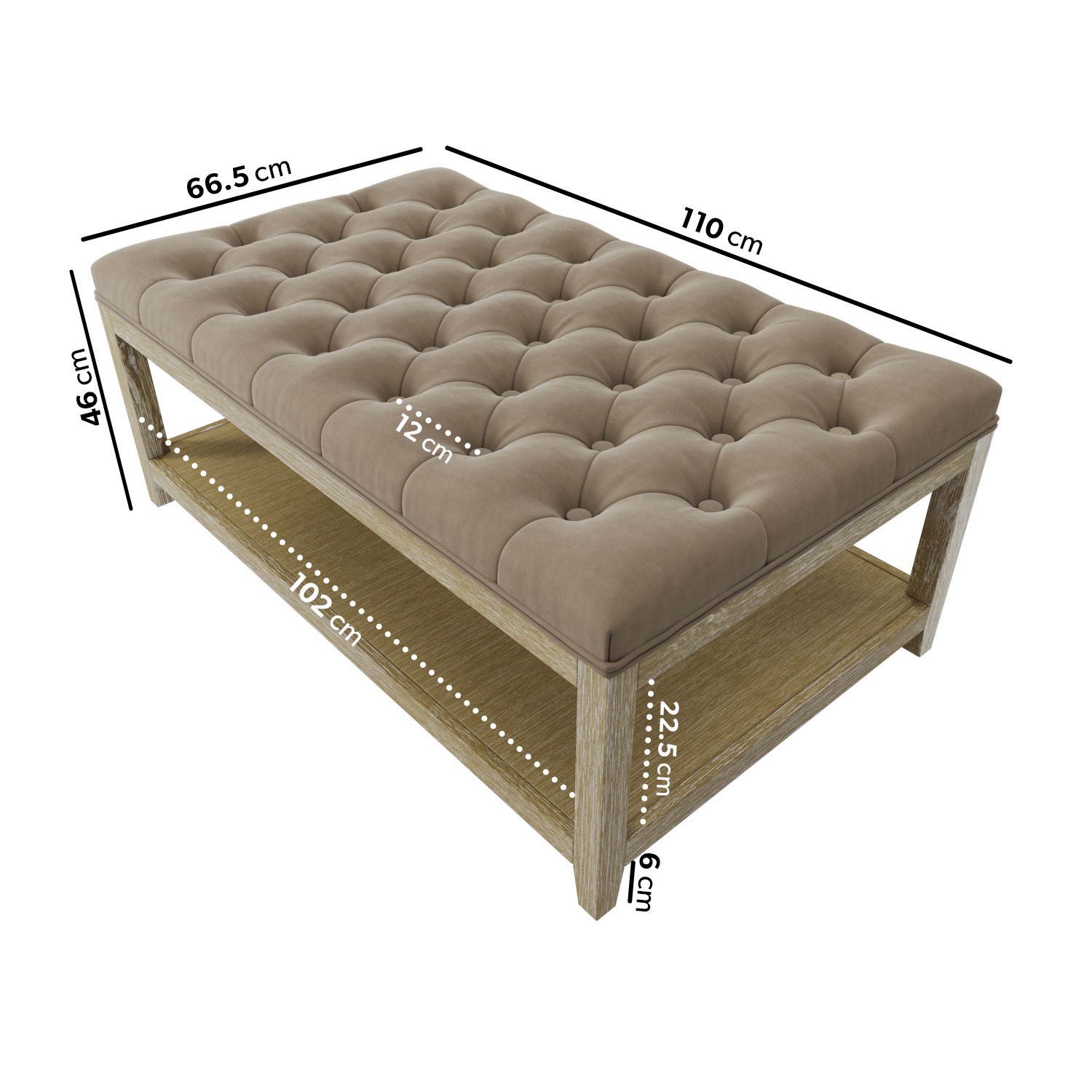 Read more about Small rectangular mink velvet upholstered coffee table lillian